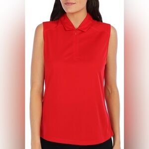 PGA Tour Airflow Sleeveless Polo Golf Shirt V-Neck Red Size M